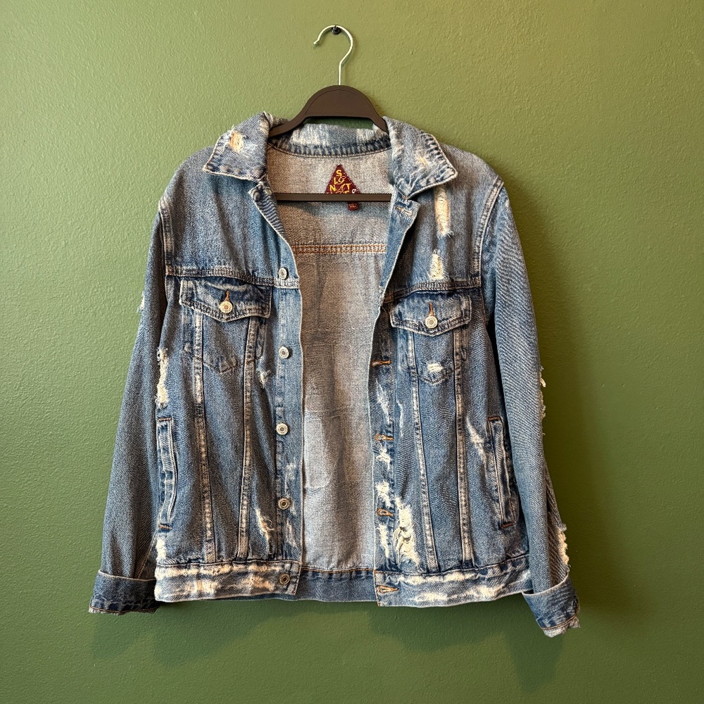 Signature8 Distressed Denim "I Am The Band" Boyfriend Jacket Size Small - Picture 2 of 4